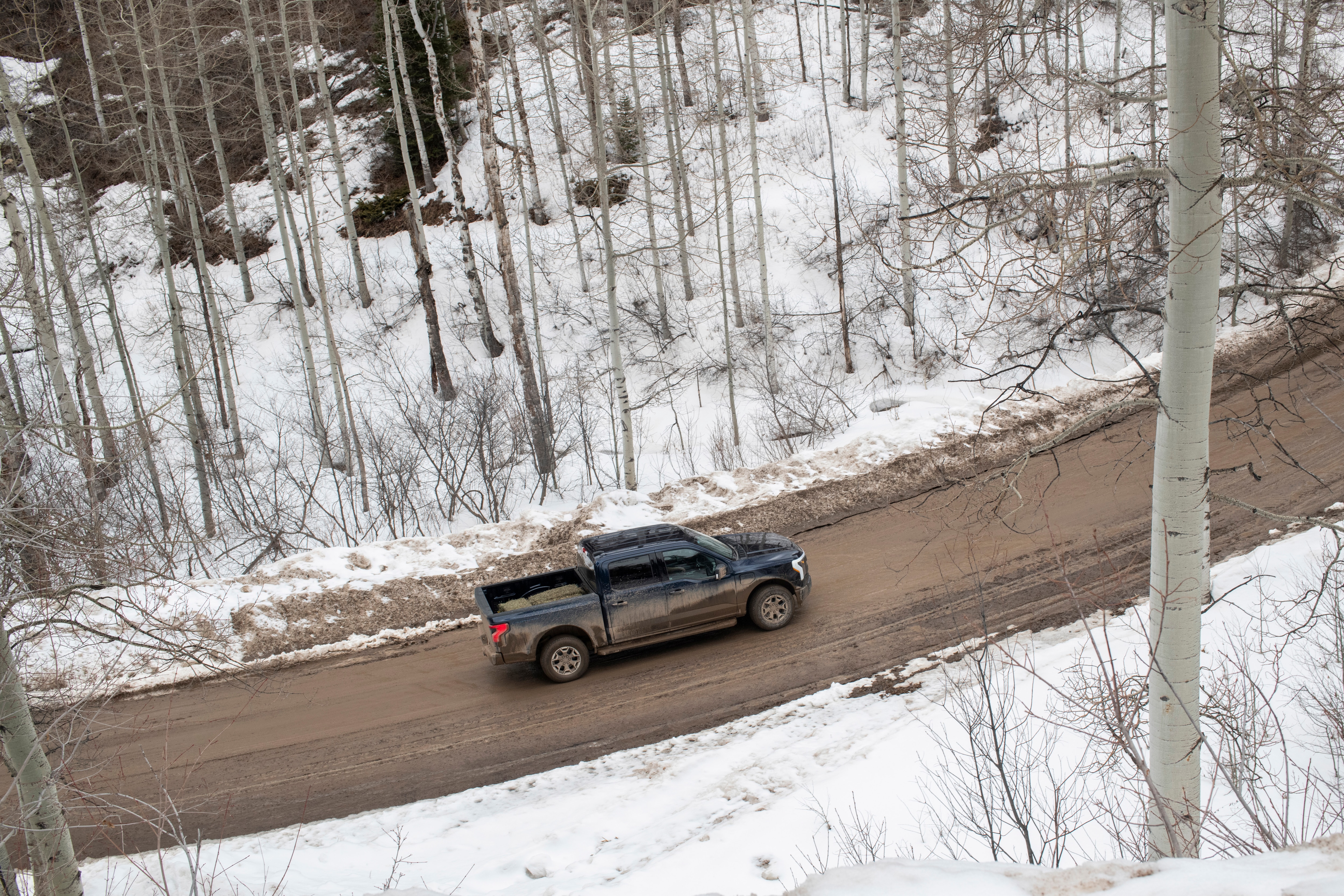 Ben Westby drives his Ford F-150 Lightning home on Sunday, March 17, 2024 in New Castle, Colorado. Rachel Woolf for Ford